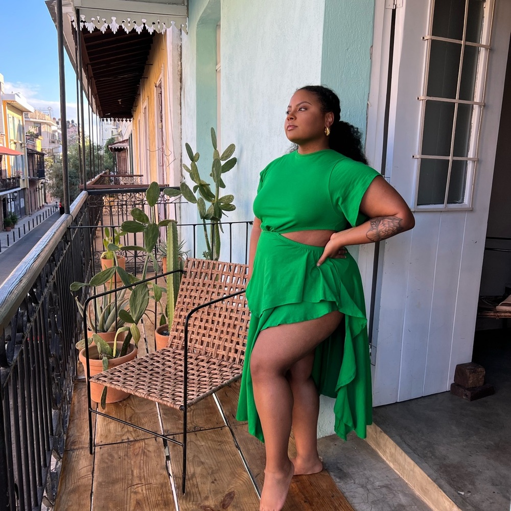 Vibrant Green Cutout Dress